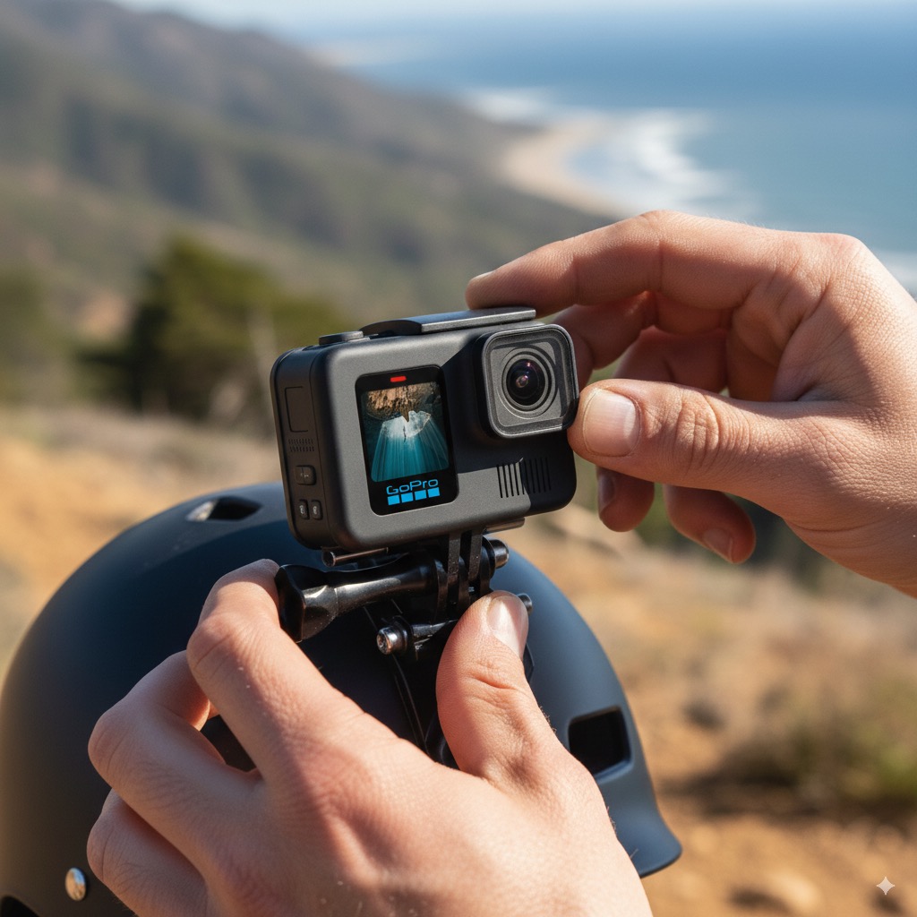 GoPro en el casco de la bici